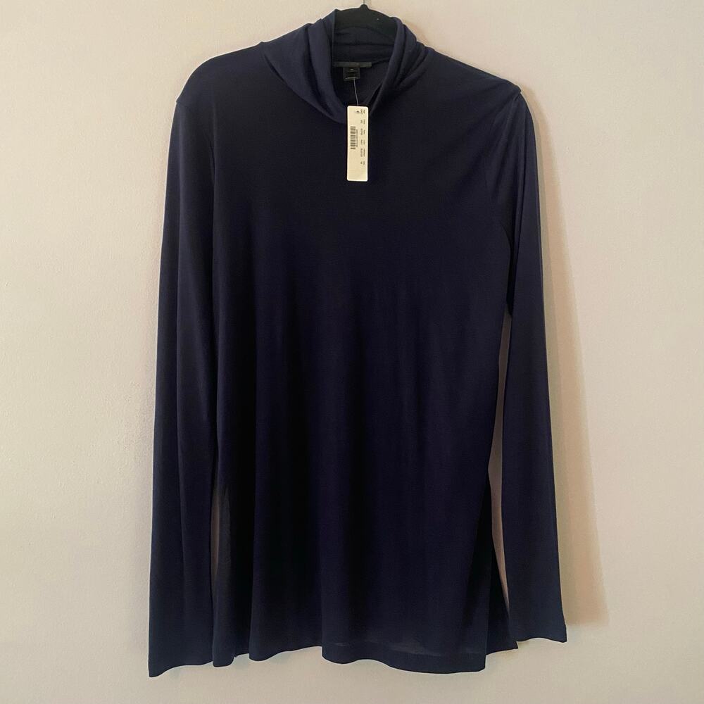 NWT J. Crew Navy Blue Turtleneck Long Sleeve Shirt Minimalist Preppy size Medium